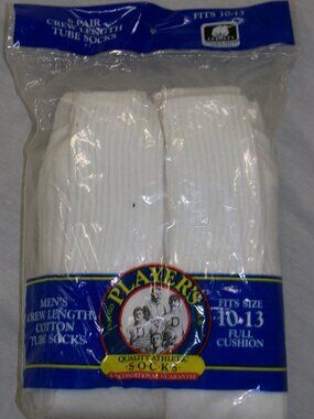 NOS Vtg Players Club Desoto 80s Solid White Crew Tube Socks 6 Pack Men's 10-13